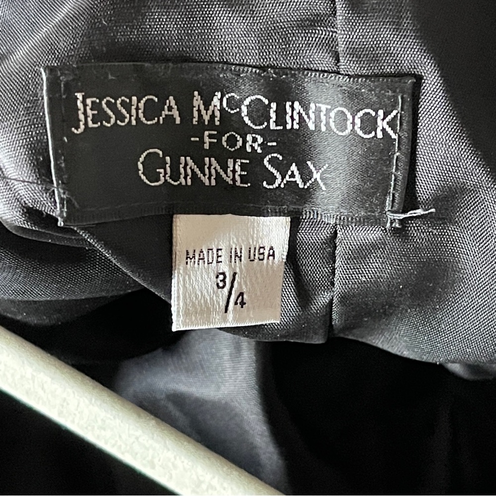 Vtg Gunne Sax Holiday Party Dress Black Pink Strapless Satin Dress Size‎ 4 - Picture 8 of 10